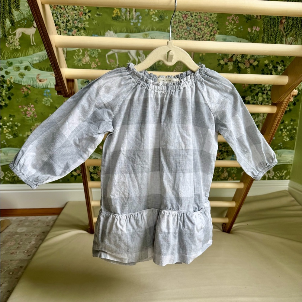Gray Ruffled Off the Shoulder Dress with Raglan Sleeves